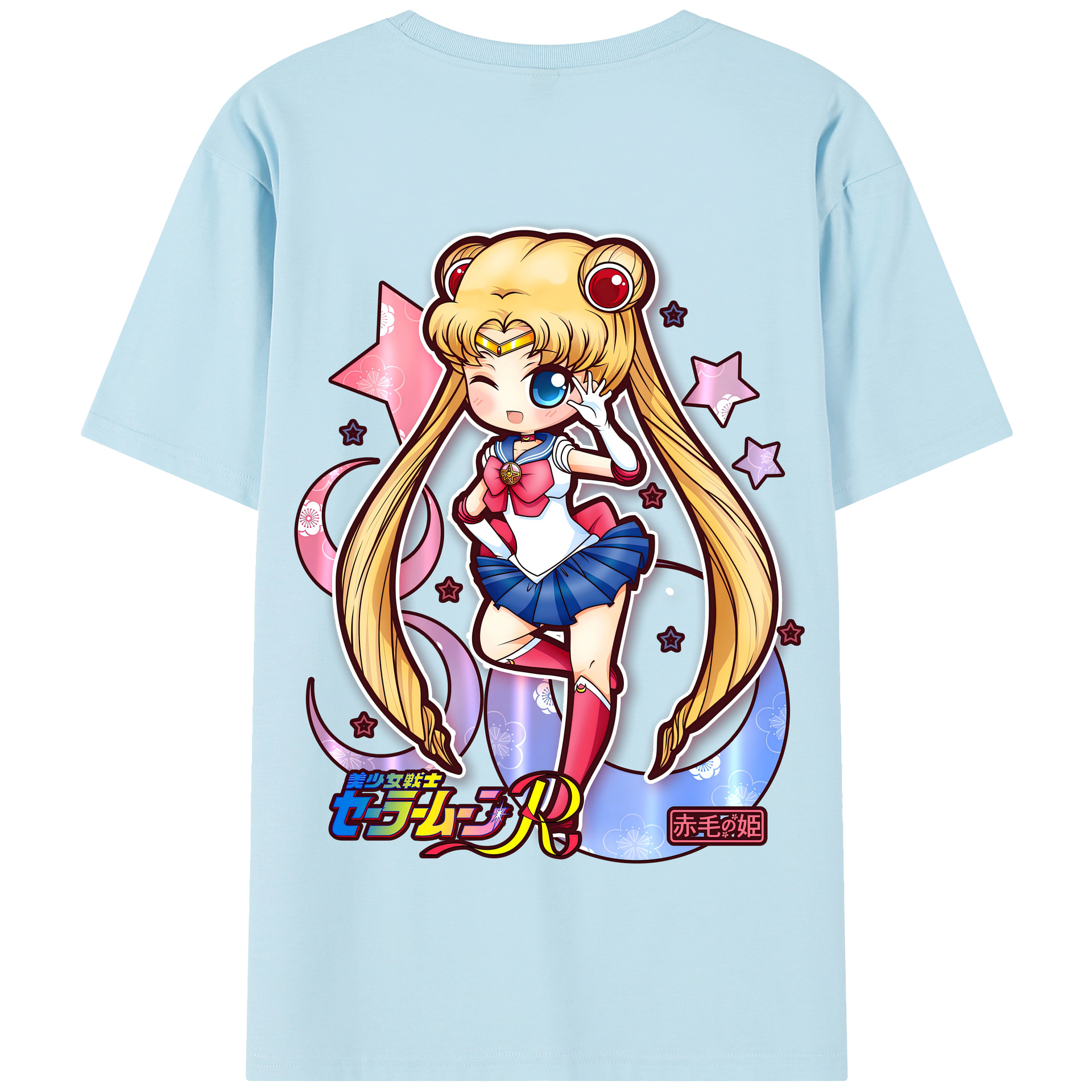 （画像用） 美少女戦士セーラームーン 月野 うさぎ つきの うさぎ Sailor Moon Tsukino Usagi 綿100％半袖Tシャツ（背面プリント）